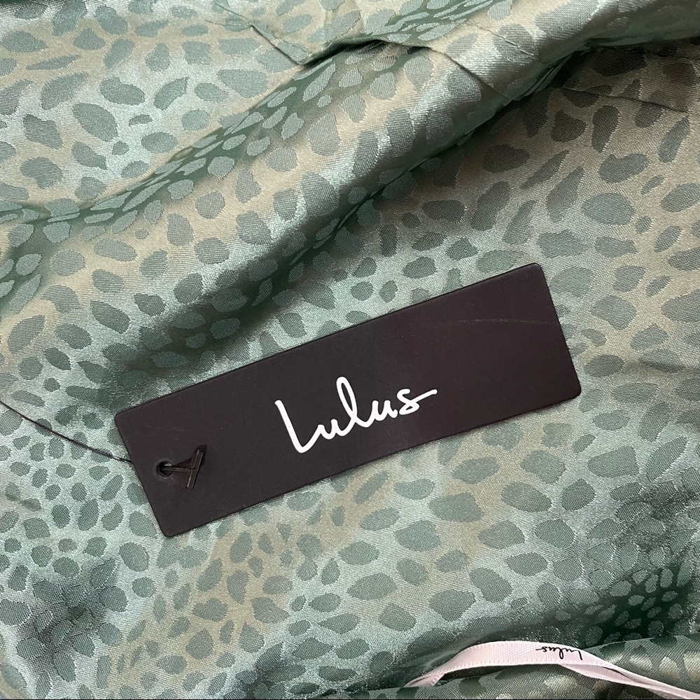 NWT Lulus Stunner Sage Green Satin Jacquard Cowl Neck Midi Dress - Picture 10 of 12